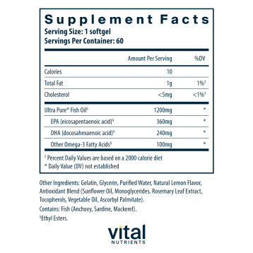 Ultra Pure Fish Oil 700 120 gels by Vital Nutrients