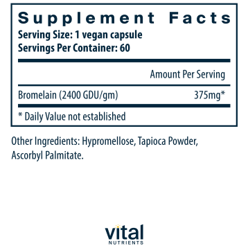 Bromelain 375 mg 60 vegcaps by Vital Nutrients