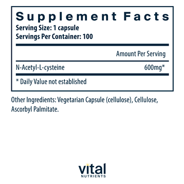 NAC 600 mg 100 vegcaps by Vital Nutrients