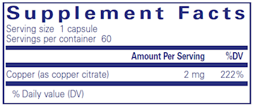 Copper (citrate) 60 vcaps by Pure Encapsulations