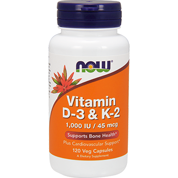 Vitamin D-3&K-2 1000 IU/45 mcg 120 vcap by NOW