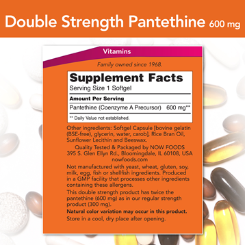 Pantethine 600 mg 60 softgels by NOW