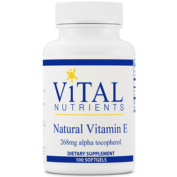 Natural Vitamin E 100 softgels by Vital Nutrients