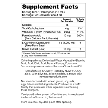 L-Carnitine 1000 mg Liquid 32 oz by NOW