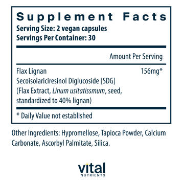 Flax Lignan SDG 60 vegcaps by Vital Nutrients