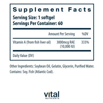 Vitamin A 3000mcg 60sg by Vital Nutrients