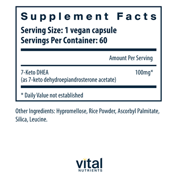 7-Keto DHEA 100 mg 60 vegcaps by Vital Nutrients