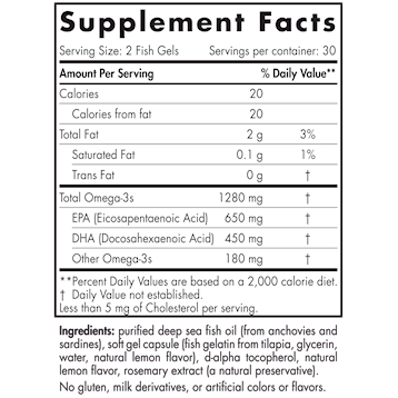 ProOmega Lemon in Fish Gelatin 60 softgels