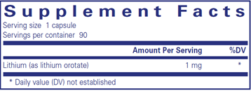 Lithium (orotate) 1 mg 90 caps by Pure Encapsulations