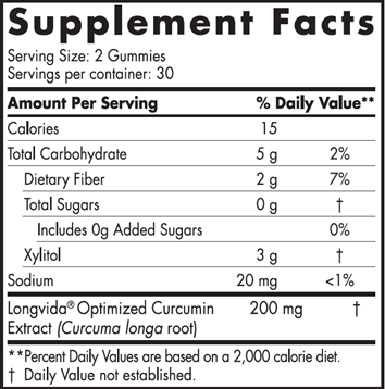 Zero Sugar Curcumin 60 Gummies