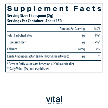 Arabinogalactan powder 300 grams by Vital Nutrients