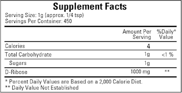 D-Ribose 450 g by Ecological Formulas