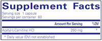Acetyl-L-Carnitine 250 mg 60 vcaps by Pure Encapsulations