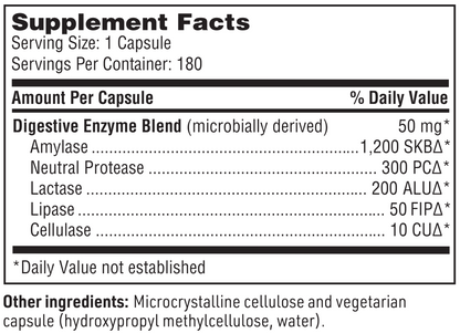 DIGESTIVE ENZYMES 180 capsules by Klaire Labs