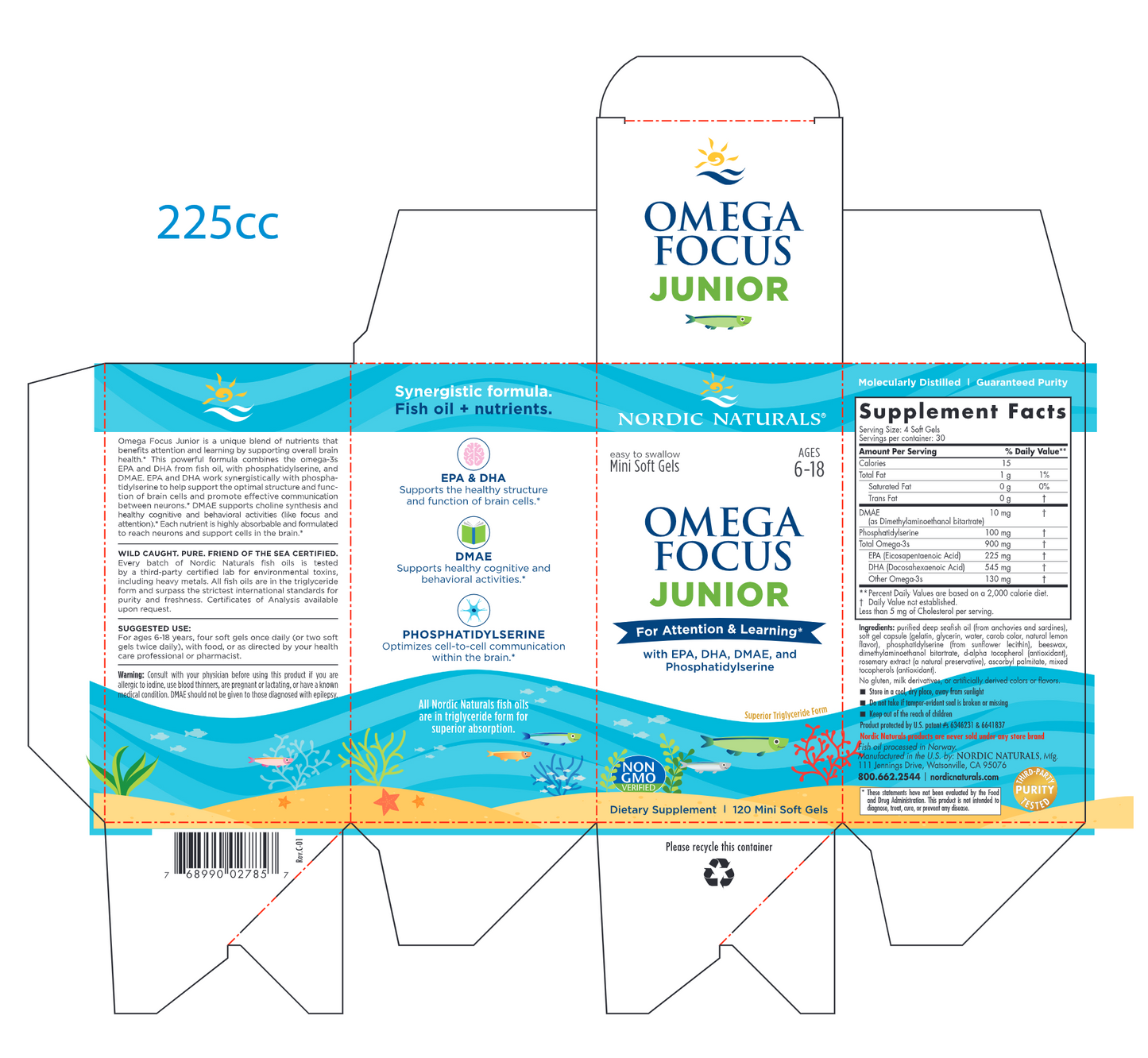 Omega Focus Junior 120 softgels