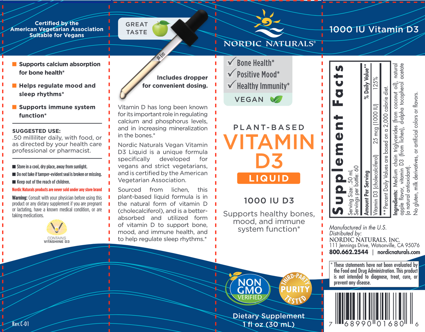 Plant-Based Vitamin D3 Liquid 1 oz