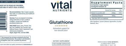 Glutathione 400 mg 100 vegcaps by Vital Nutrients