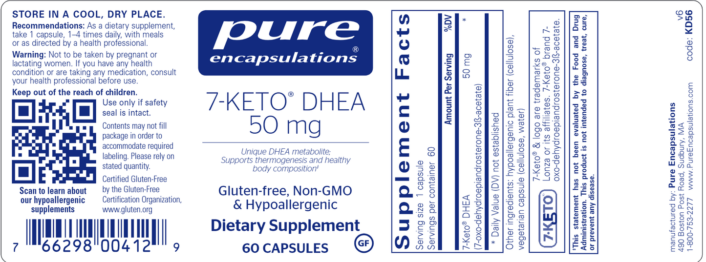 7-Keto DHEA 50 mg 60 vcaps by Pure Encapsulations