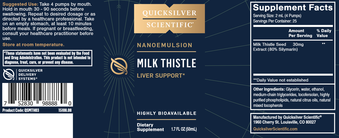 Milk Thistle Nanoemulsified 1.7 oz By Quicksilver Scientific