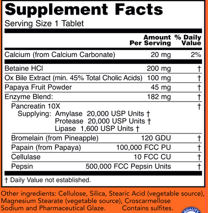 Super Enzymes Tablets 90 tabs by NOW