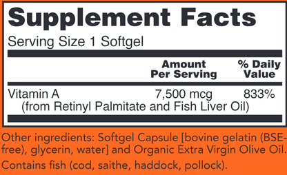 Vitamin A 25,000 IU 100 softgels by NOW