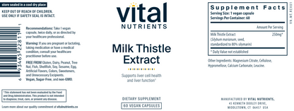 Milk Thistle Extract 250mg 60vcaps by Vital Nutrients