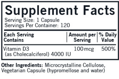 Vitamin D-3 4000 IU 120 caps by Kirkman Labs