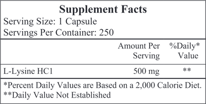 L-Lysine 500 mg 250 caps by Ecological Formulas