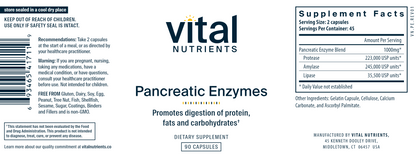 Pancreatic Enzymes 1000 mg 90 caps by Vital Nutrients