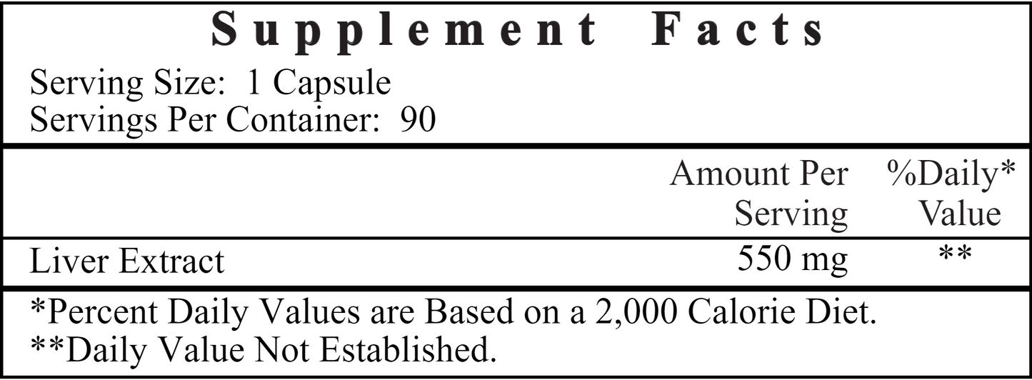 Liver Extract 550 mg 90 caps by Ecological Formulas