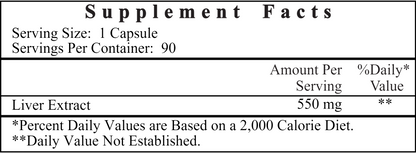 Liver Extract 550 mg 90 caps by Ecological Formulas