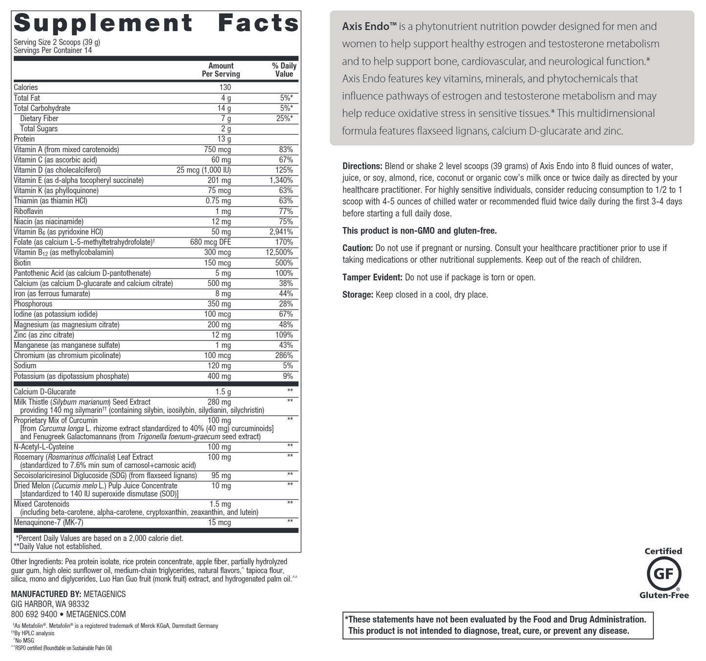 Axis Endo Mango (14 servings) NEW (formerly Estrium) by Metagenics