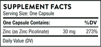 Double Zinc Picolinate by Thorne Research - Supplement Facts / product label