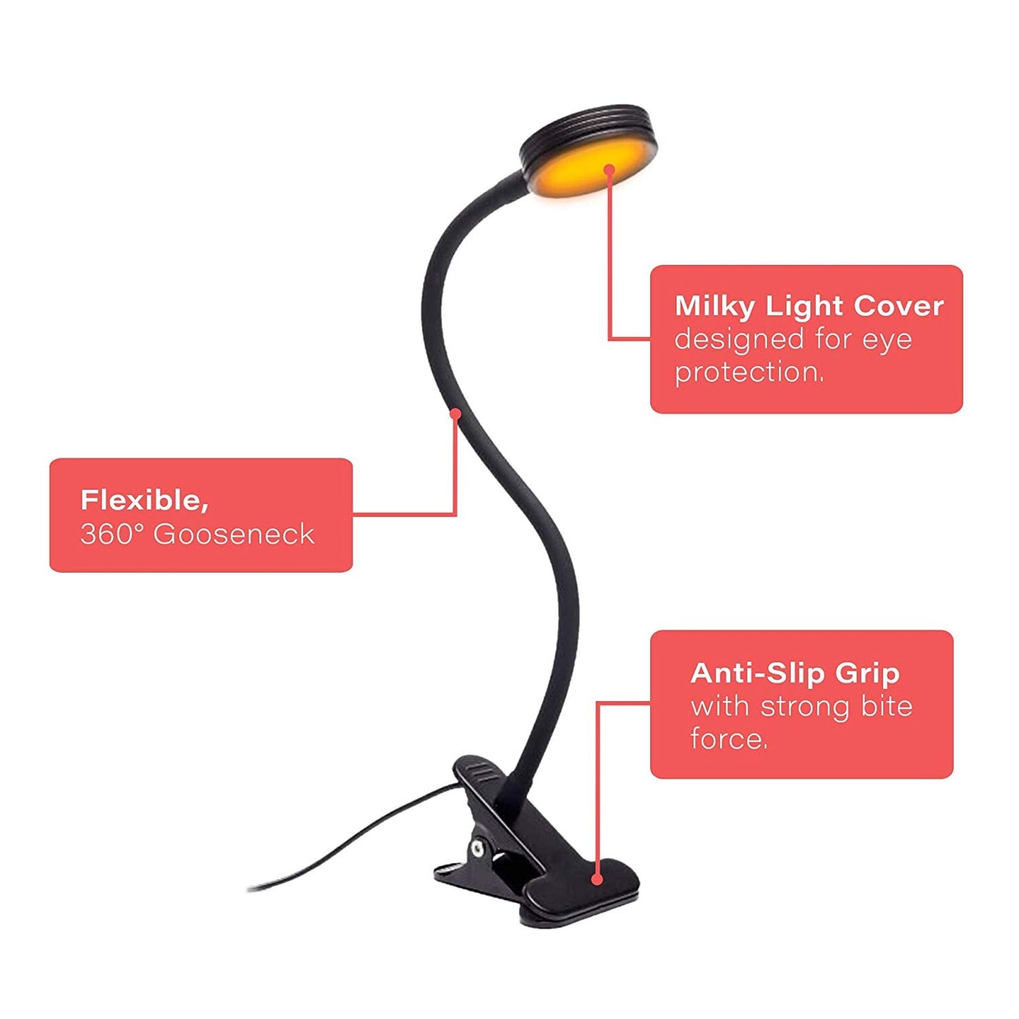 Hoogalite Blue Blocking Amber LED Plug-in Clamp Light