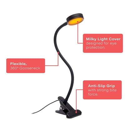 Hoogalite Blue Blocking Amber LED Plug-in Clamp Light