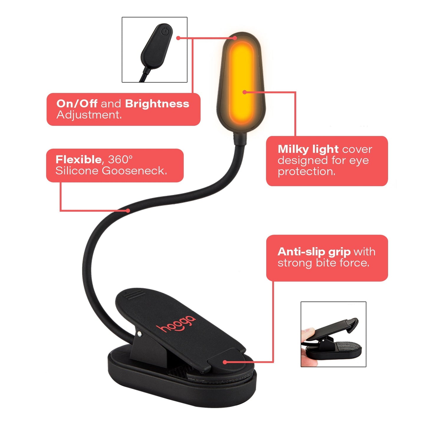 Amber Clip-On Book Light