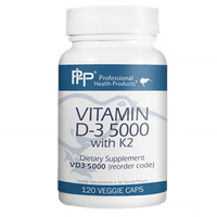 Vitamin D3 5000 with K2 120 vegcaps by Professional Health Products®